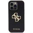 Guess Husa Perforated 4G Glitter Metal Logo iPhone 15 Pro Negru