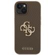 Guess Husa Perforated 4G Glitter Metal Logo iPhone 15 Taupe