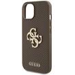 Guess Husa Perforated 4G Glitter Metal Logo iPhone 15 Taupe