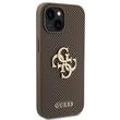 Guess Husa Perforated 4G Glitter Metal Logo iPhone 15 Taupe
