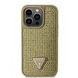 Guess Husa Rhinestones Triangle Metal Logo iPhone 15 Pro Max Auriu