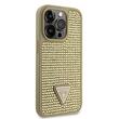 Guess Husa Rhinestones Triangle Metal Logo iPhone 15 Pro Max Auriu
