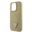 Guess Husa Rhinestones Triangle Metal Logo iPhone 15 Pro Max Auriu
