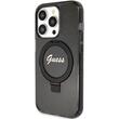 Guess Husa Ring Stand Glitter MagSafe iPhone 15 Pro Max Negru