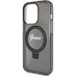 Guess Husa Ring Stand Glitter MagSafe iPhone 15 Pro Max Negru