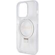 Guess Husa Ring Stand Glitter MagSafe iPhone 15 Pro Max Transparent