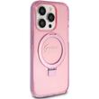Guess Husa Ring Stand Glitter MagSafe iPhone 15 Pro Roz