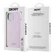 DKNY Husa Liquid Silicone Small Metal Logo MagSafe iPhone 15 / 14 / 13 Roz