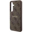 Guess Husa 4G Leather Metal Logo MagSafe Samsung Galaxy S24 Maro