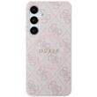 Guess Husa 4G Leather Metal Logo MagSafe Samsung Galaxy S24 Roz