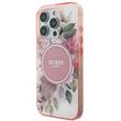 Guess Husa Flower & Tonal Circle MagSafe iPhone 16 Pro Roz