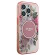 Guess Husa Flower & Tonal Circle MagSafe iPhone 16 Pro Roz