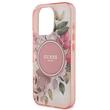 Guess Husa Flower & Tonal Circle MagSafe iPhone 16 Pro Roz