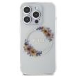 Guess Husa Flowers Ring Logo Glossy MagSafe iPhone 15 Pro Transparent