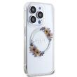 Guess Husa Flowers Ring Logo Glossy MagSafe iPhone 15 Pro Transparent