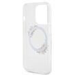 Guess Husa Flowers Ring Logo Glossy MagSafe iPhone 15 Pro Transparent