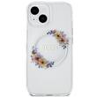 Guess Husa Flowers Ring Logo Glossy MagSafe iPhone 15 Transparent