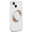 Guess Husa Flowers Ring Logo Glossy MagSafe iPhone 15 Transparent