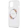 Guess Husa Flowers Ring Logo Glossy MagSafe iPhone 15 Transparent