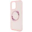 Guess Husa Flowers Ring MagSafe iPhone 16 Pro Roz