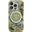 Guess Husa Glitter Flowers Triangle Buttons MagSafe iPhone 16 Pro Max Verde