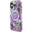 Guess Husa Glitter Flowers Triangle Buttons MagSafe iPhone 16 Pro Mov