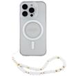 Guess Husa Glitter MagSafe Beads Strap iPhone 16 Pro Transparent