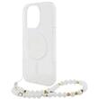 Guess Husa Glitter MagSafe Beads Strap iPhone 16 Pro Transparent