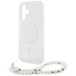 Guess Husa Glitter MagSafe Beads Strap iPhone 16 Transparent