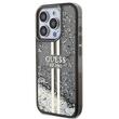 Guess Husa Liquid Glitter Gold Stripe iPhone 15 Pro Negru