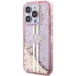 Guess Husa Liquid Glitter Gold Stripe iPhone 15 Pro Roz