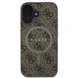 Guess Husa PU Leather 4G Colored Ring MagSafe iPhone 16 Plus Maro