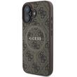 Guess Husa PU Leather 4G Colored Ring MagSafe iPhone 16 Plus Maro