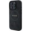 Guess Husa PU Leather 4G Colored Ring MagSafe iPhone 16 Pro Negru