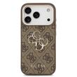 Guess Husa PU Leather 4G Metal Logo Gold Frame iPhone 17 Pro Max Maro