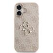 Guess Husa PU Leather 4G Metal Logo Gold Frame iPhone 17 Roz