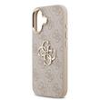 Guess Husa PU Leather 4G Metal Logo Gold Frame iPhone 17 Roz