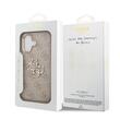 Guess Husa PU Leather 4G Metal Logo Gold Frame iPhone 17 Roz