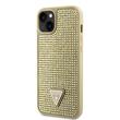 Guess Husa Rhinestones Triangle Metal Logo iPhone 14 Auriu