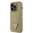 Guess Husa Rhinestones Triangle Metal Logo iPhone 14 Pro Auriu