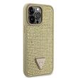 Guess Husa Rhinestones Triangle Metal Logo iPhone 14 Pro Max Auriu