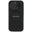 Guess Husa Saffiano Peony Stamp MagSafe iPhone 16 Pro Max Negru