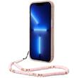 Guess Husa TPU Camera Outline Translucent Strap iPhone 14 Pink