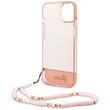 Guess Husa TPU Camera Outline Translucent Strap iPhone 14 Pink