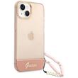 Guess Husa TPU Camera Outline Translucent Strap iPhone 14 Pink