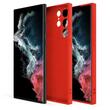 Lemontti Silicon Soft Slim Samsung Galaxy S23 Ultra case, matte and fine material, lined with microfiber, Red