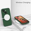 Lemontti Husa Liquid Silicon MagCharge iPhone 15 Verde (protectie 360°, material fin, captusit cu microfibra)