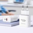 Lemontti Incarcator Retea GaN Fast Charge 45W 1 x PD Type-C + 1 x USB-A Quick Charge 3.0 Alb-T.Verde 0.07 lei/buc