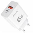 Lemontti Incarcator Retea GaN Fast Charge 45W 1 x PD Type-C + 1 x USB-A Quick Charge 3.0 Alb-T.Verde 0.07 lei/buc