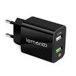 Lemontti Quick Charge Dual USB Network Charger Black (QC port max 3.1A, USB port 2.4A)